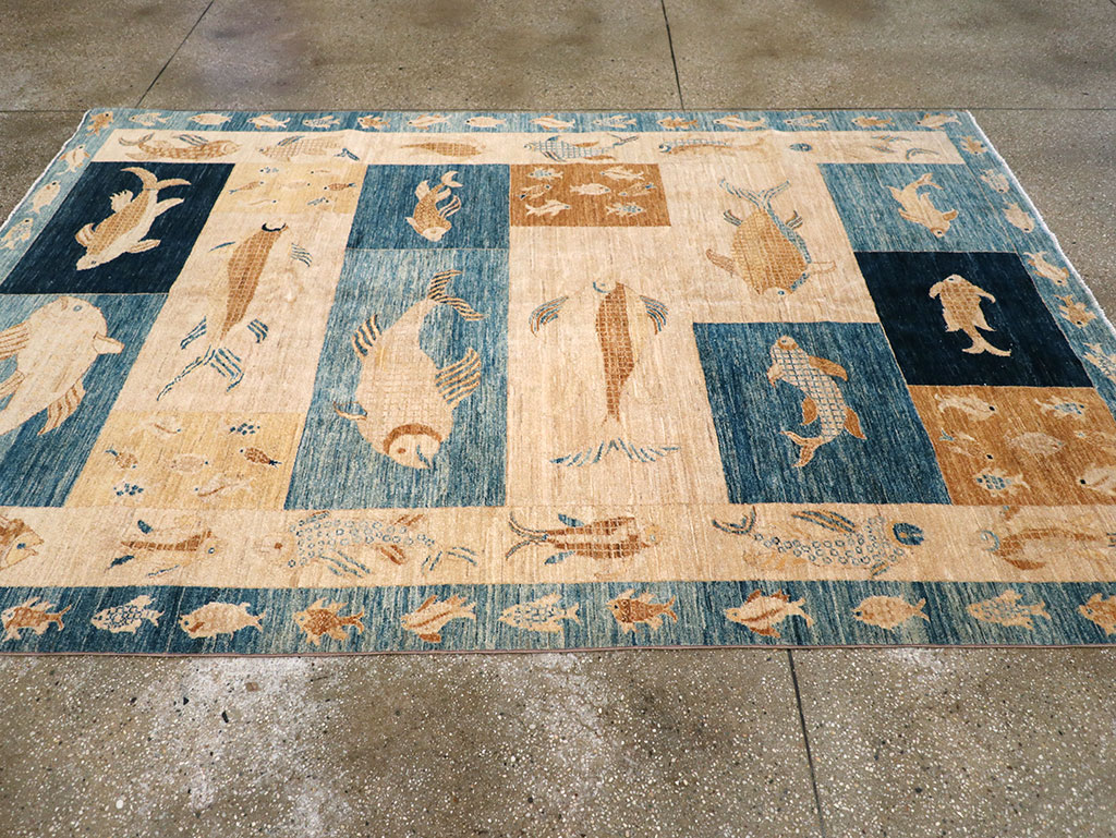 Contemporary Turkish Pictorial Accent Rug, No.18999 - Gsblank