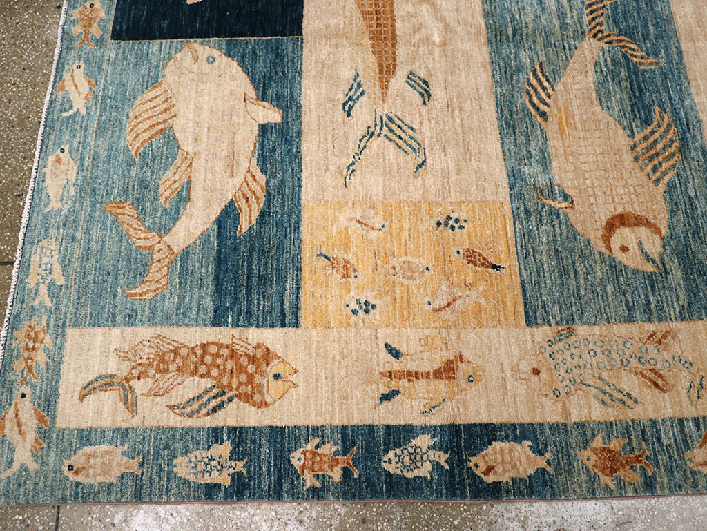 Contemporary Turkish Pictorial Accent Rug, No.18999 - Gsblank