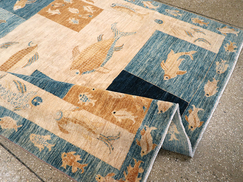 Contemporary Turkish Pictorial Accent Rug, No.18999 - Gsblank