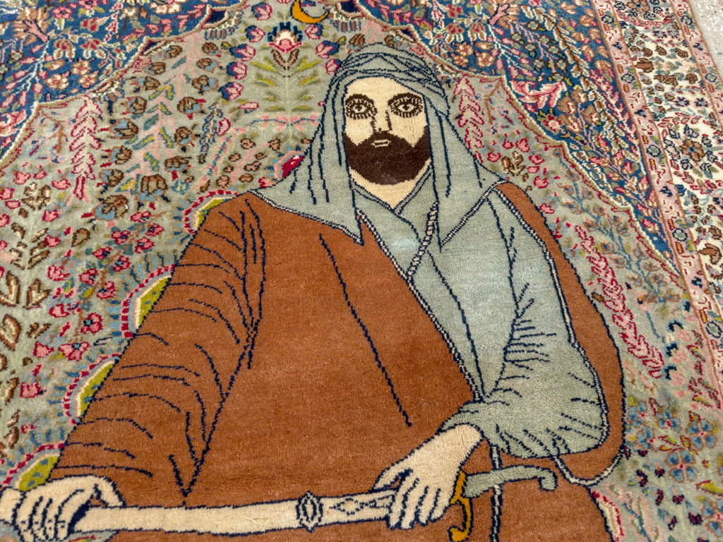 Vintage Persian Tabriz Pictorial Rug, No.19001 - Gsblank
