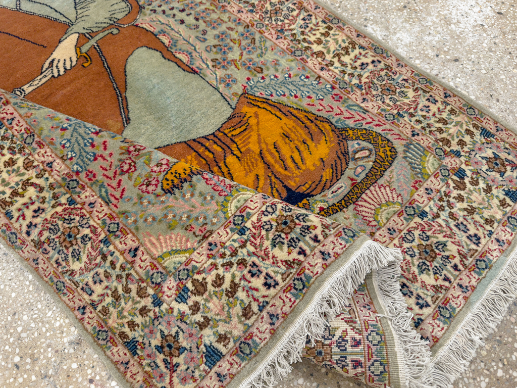 Vintage Persian Tabriz Pictorial Rug, No.19001 - Gsblank