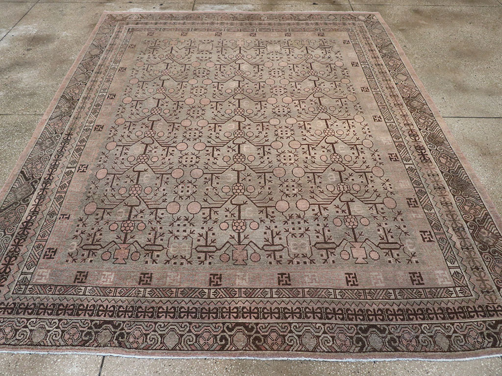 Antique East Turkestan Khotan Room Size Carpet, No.19007 - Gsblank