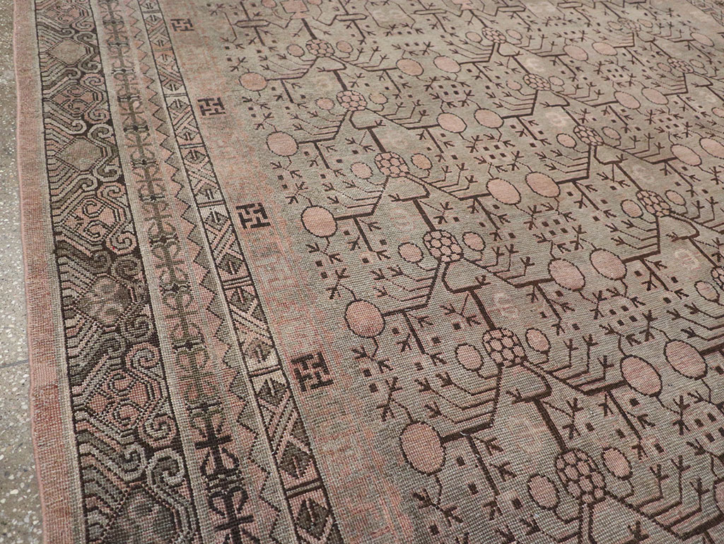Antique East Turkestan Khotan Room Size Carpet, No.19007 - Gsblank