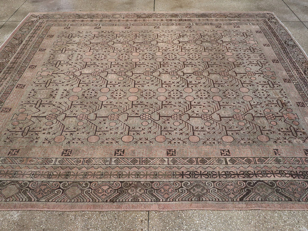 Antique East Turkestan Khotan Room Size Carpet, No.19007 - Gsblank