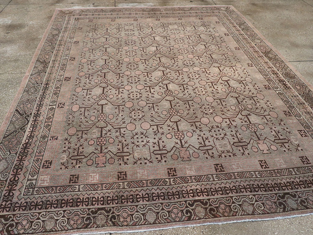 Antique East Turkestan Khotan Room Size Carpet, No.19007 - Gsblank