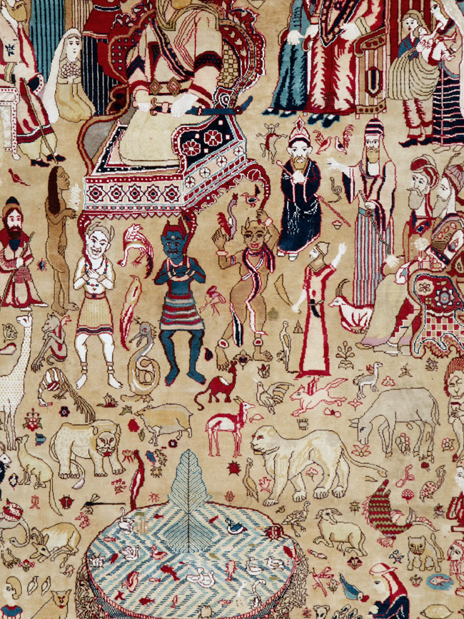 Vintage Indo Tabriz Pictorial Rug, No.19012 - Gsblank