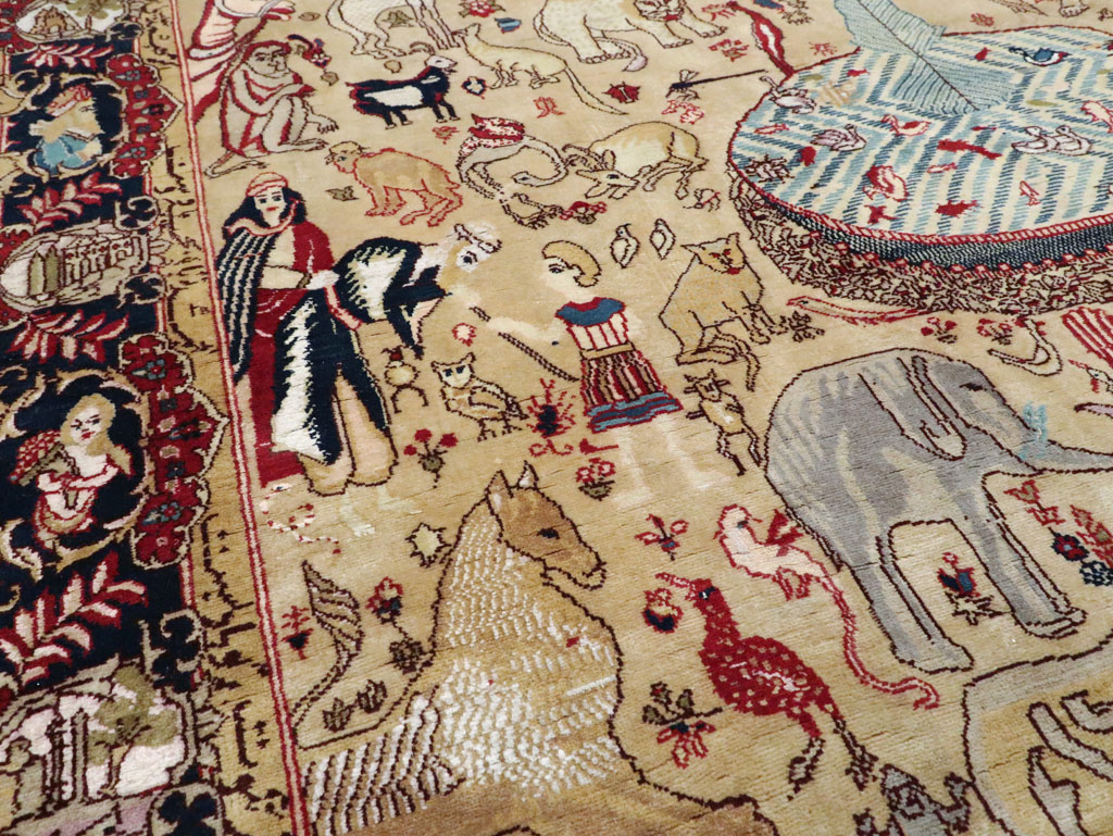 Vintage Indo Tabriz Pictorial Rug, No.19012 - Gsblank
