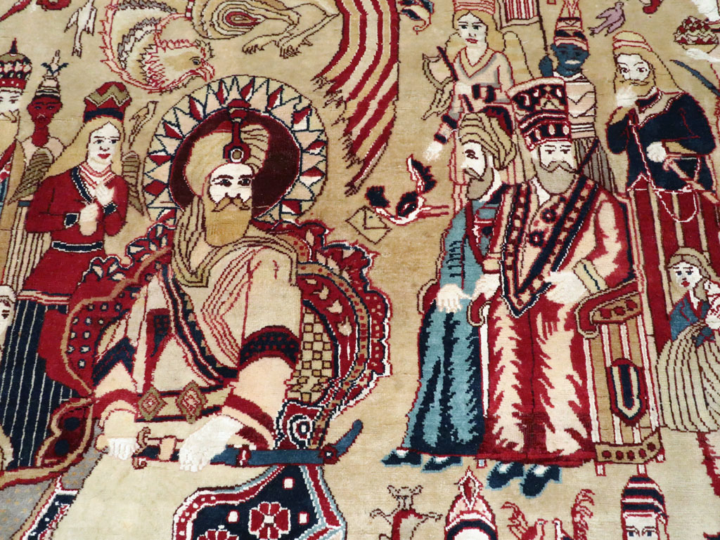 Vintage Indo Tabriz Pictorial Rug, No.19012 - Gsblank