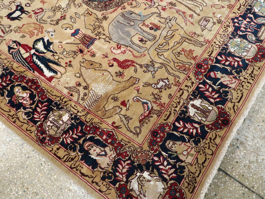 Vintage Indo Tabriz Pictorial Rug, No.19012 - Gsblank