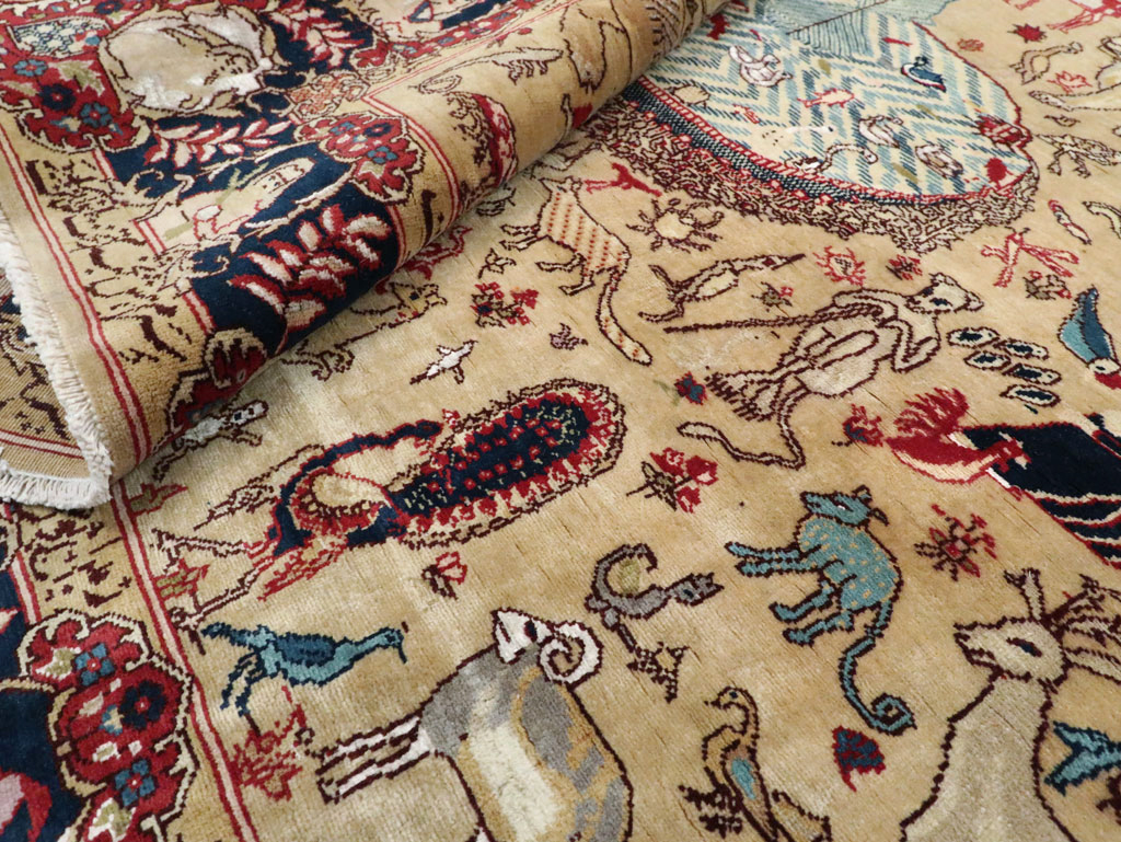 Vintage Indo Tabriz Pictorial Rug, No.19012 - Gsblank