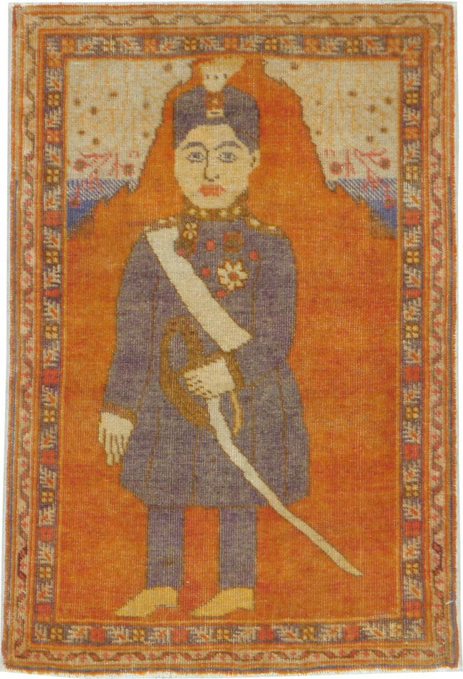 Vintage Persian Tabriz Pictorial Rug, No.19035 - Gsblank