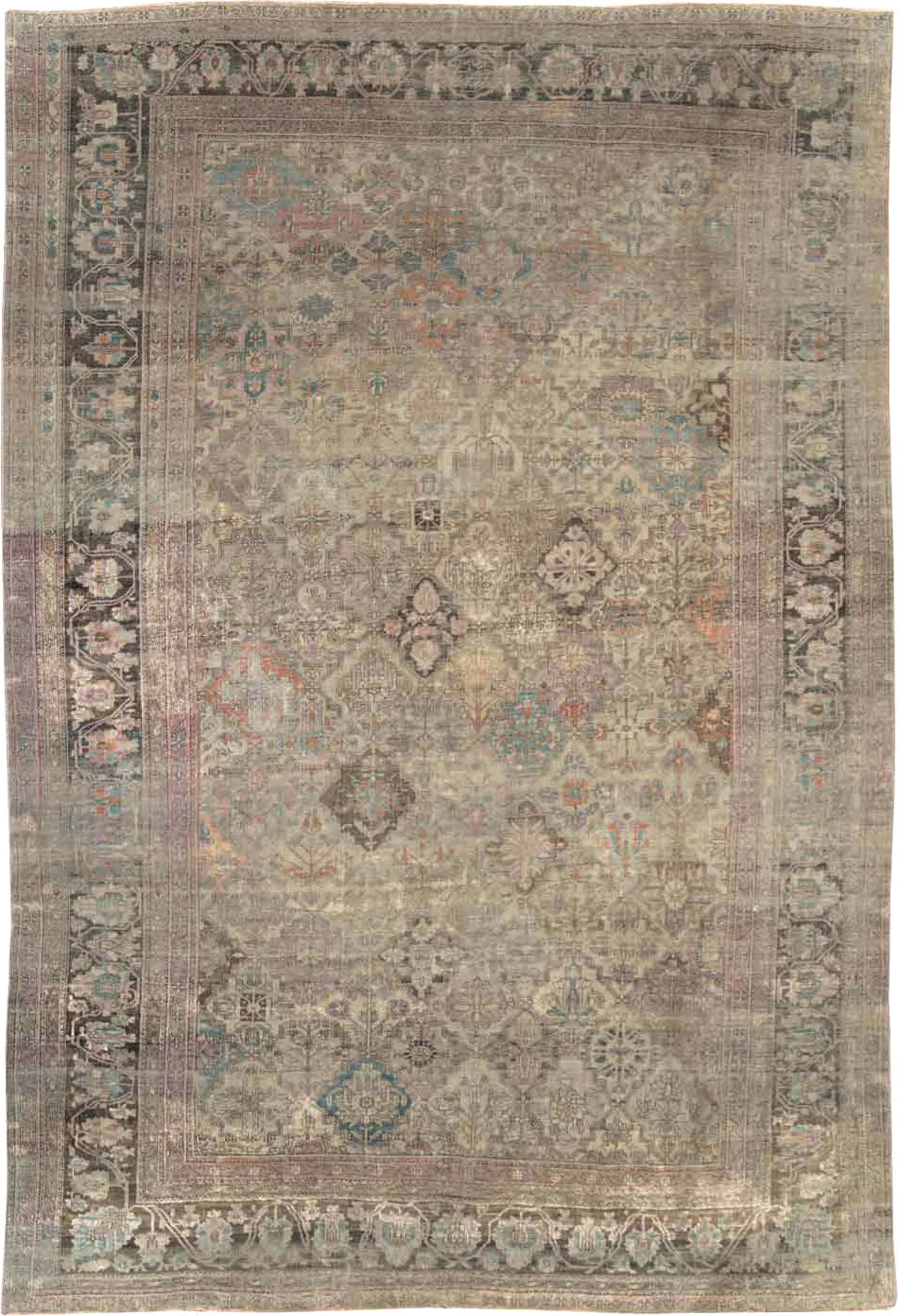 Antique Persian Silk Kashan Accent Carpet, No.19036 - Gsblank