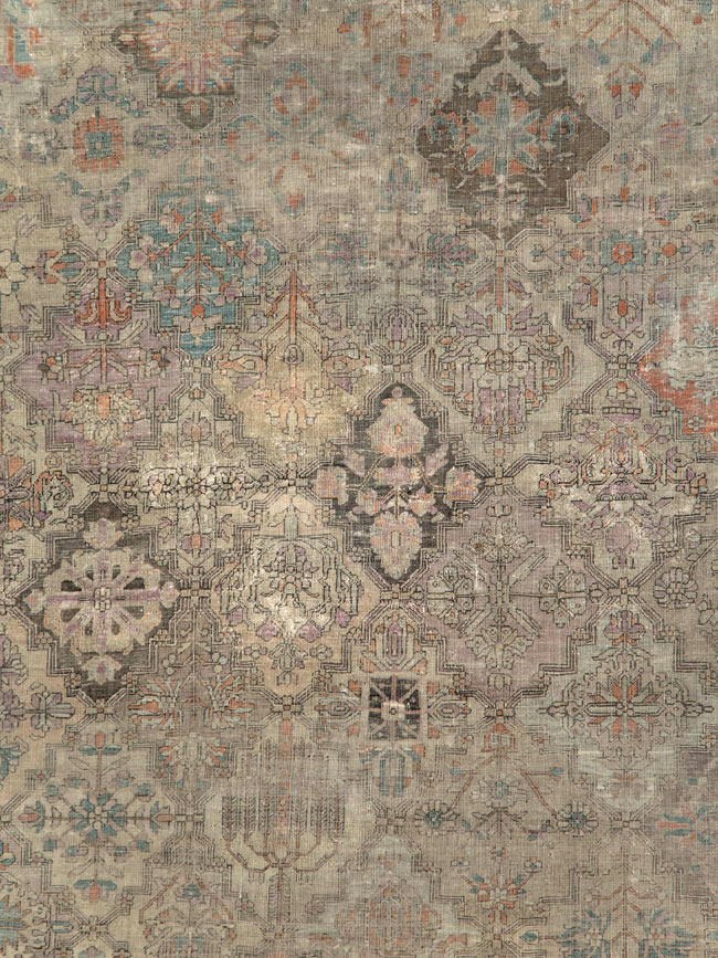 Antique Persian Silk Kashan Accent Carpet, No.19036 - Gsblank
