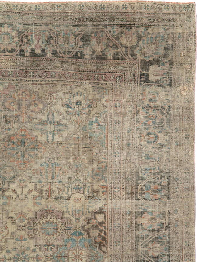 Antique Persian Silk Kashan Accent Carpet, No.19036 - Gsblank