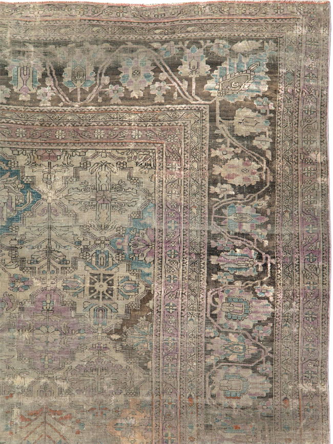 Antique Persian Silk Kashan Accent Carpet, No.19036 - Gsblank