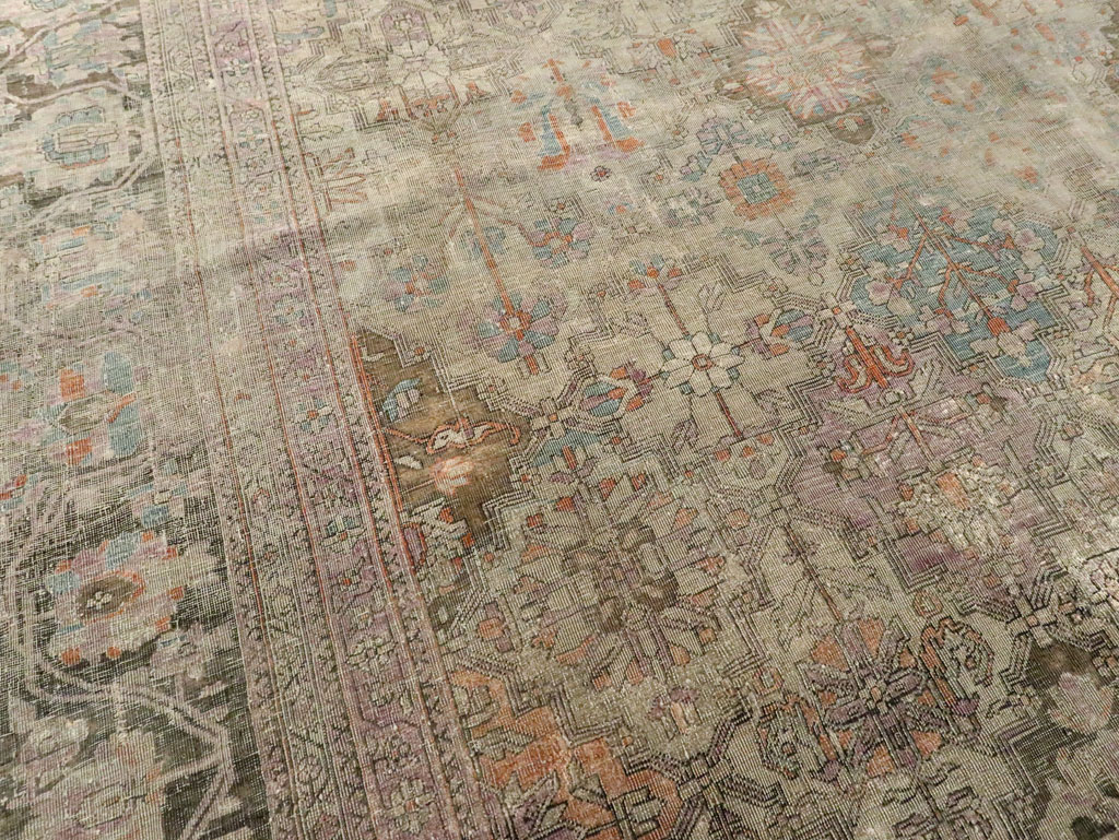 Antique Persian Silk Kashan Accent Carpet, No.19036 - Gsblank