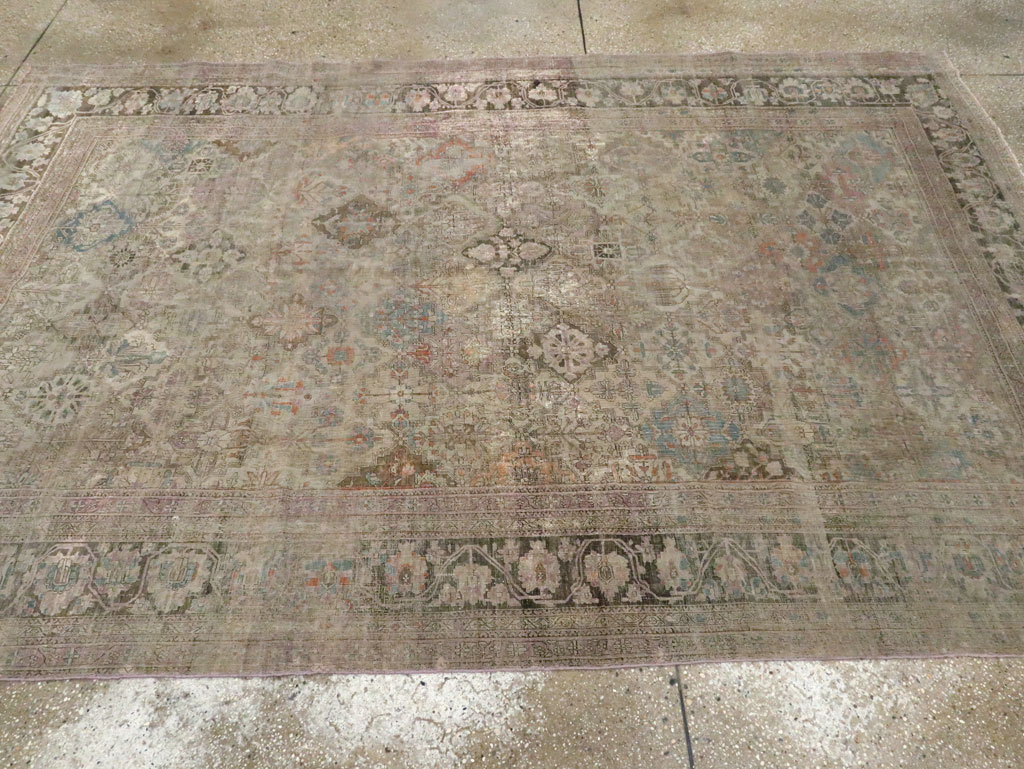 Antique Persian Silk Kashan Accent Carpet, No.19036 - Gsblank