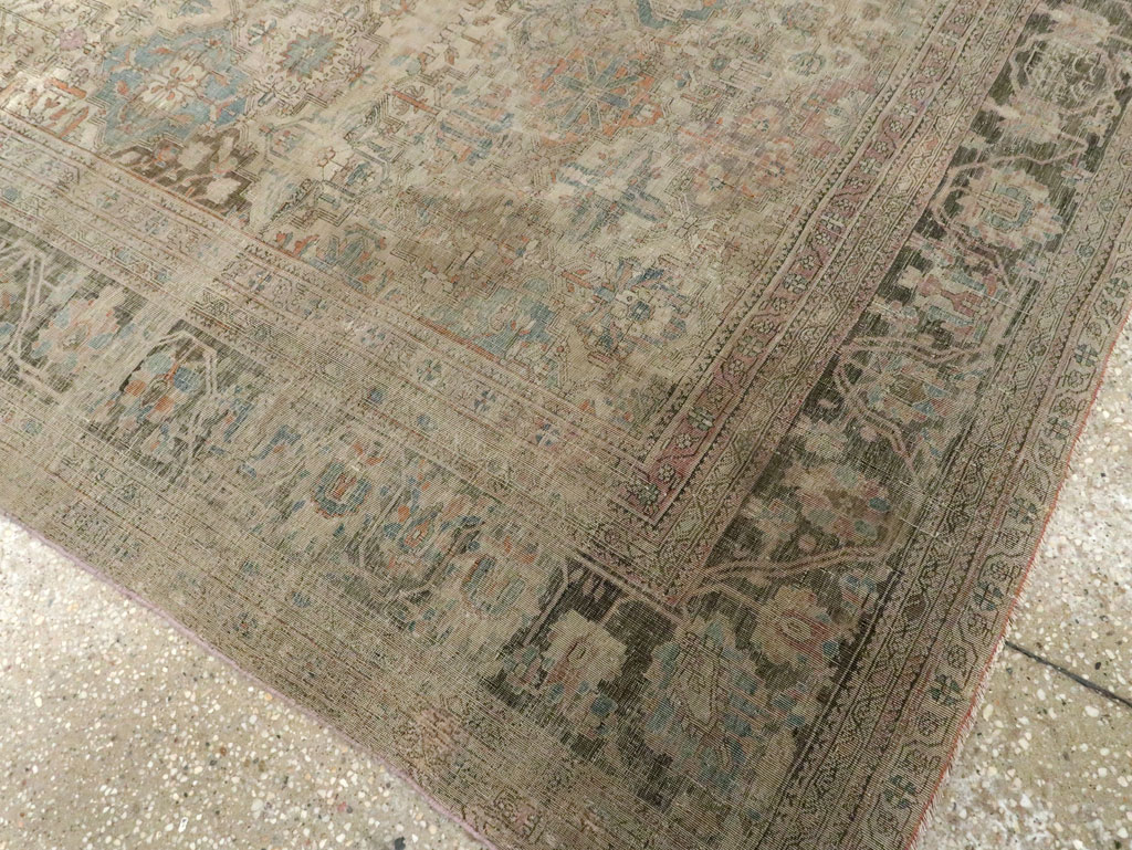 Antique Persian Silk Kashan Accent Carpet, No.19036 - Gsblank
