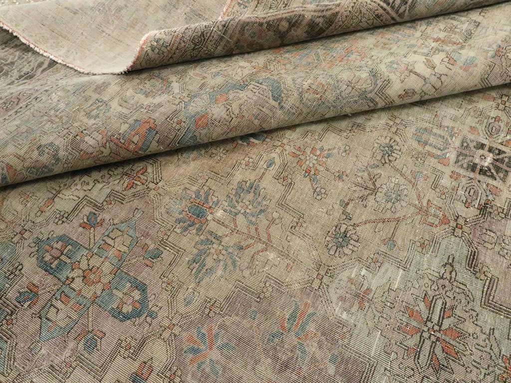 Antique Persian Silk Kashan Accent Carpet, No.19036 - Gsblank