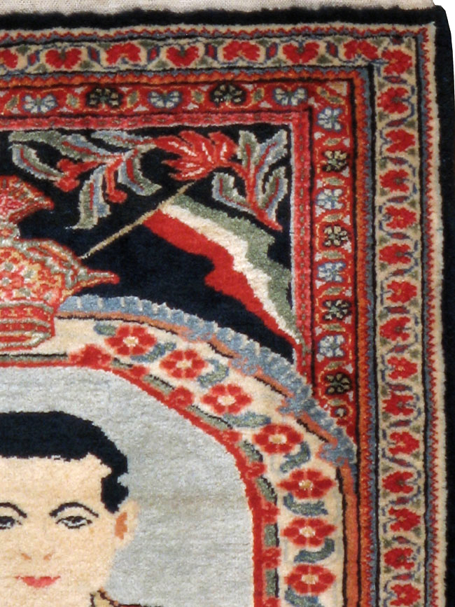 Vintage Persian Qazvin Pictorial Rug, No.19076 - Gsblank