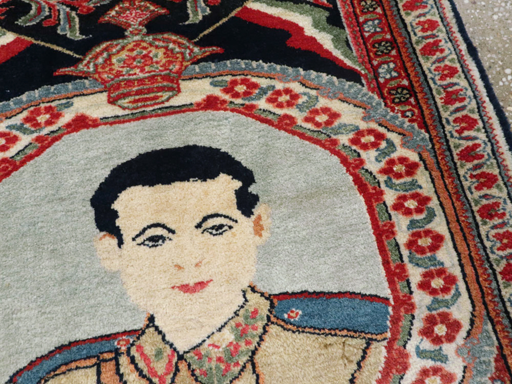 Vintage Persian Qazvin Pictorial Rug, No.19076 - Gsblank