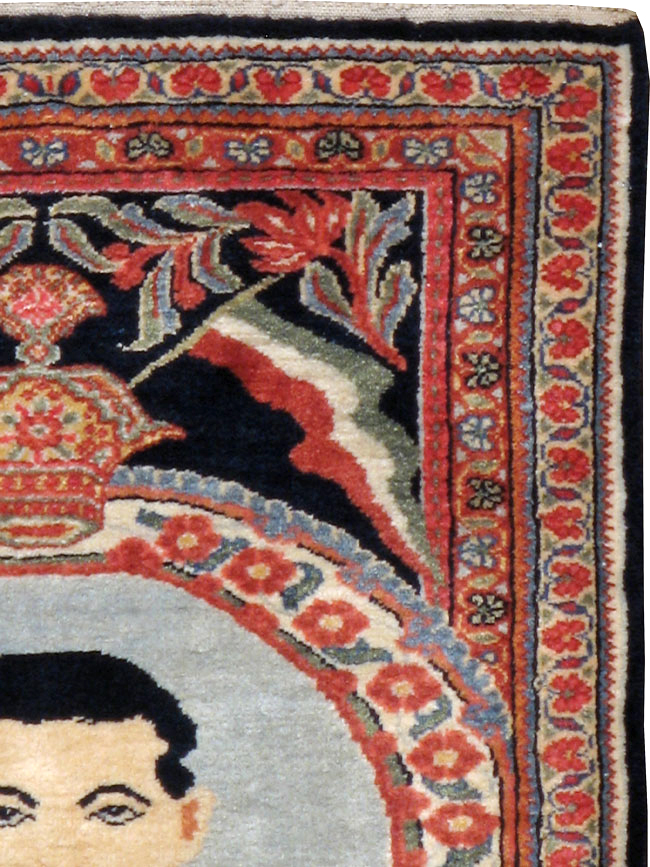 Vintage Persian Qazvin Pictorial Rug, No.19077 - Gsblank