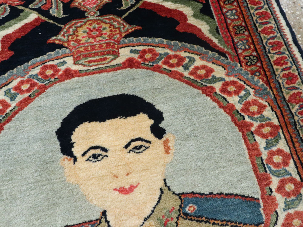 Vintage Persian Qazvin Pictorial Rug, No.19077 - Gsblank