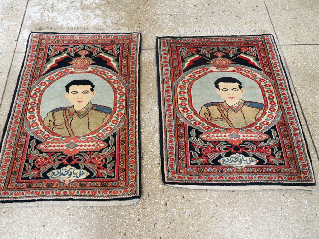 Vintage Persian Qazvin Pictorial Rug, No.19077 - Gsblank