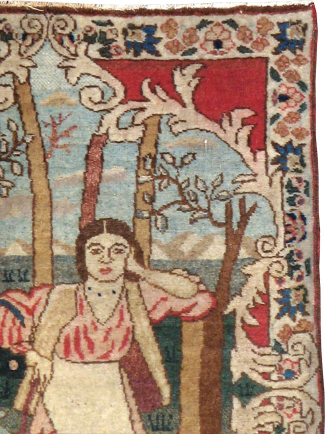 Antique Persian Tabriz Pictorial Rug, No.19078 - Gsblank