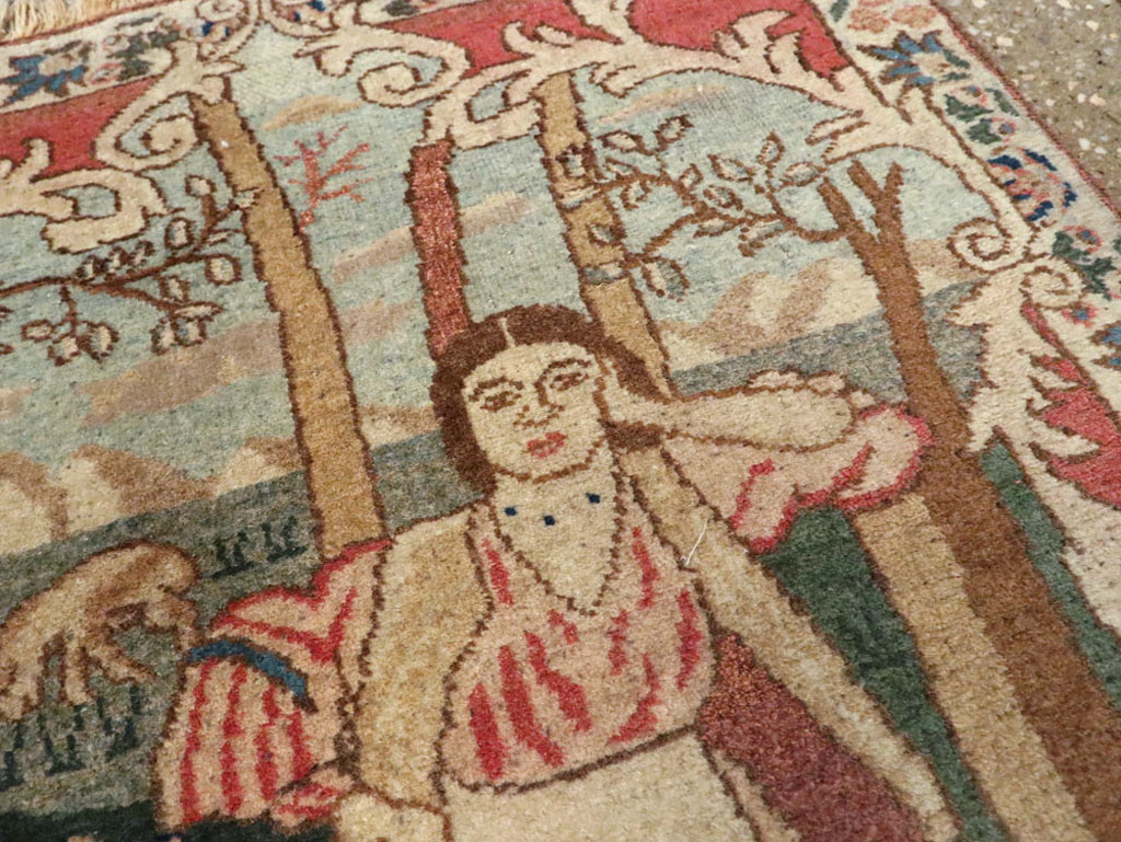 Antique Persian Tabriz Pictorial Rug, No.19078 - Gsblank