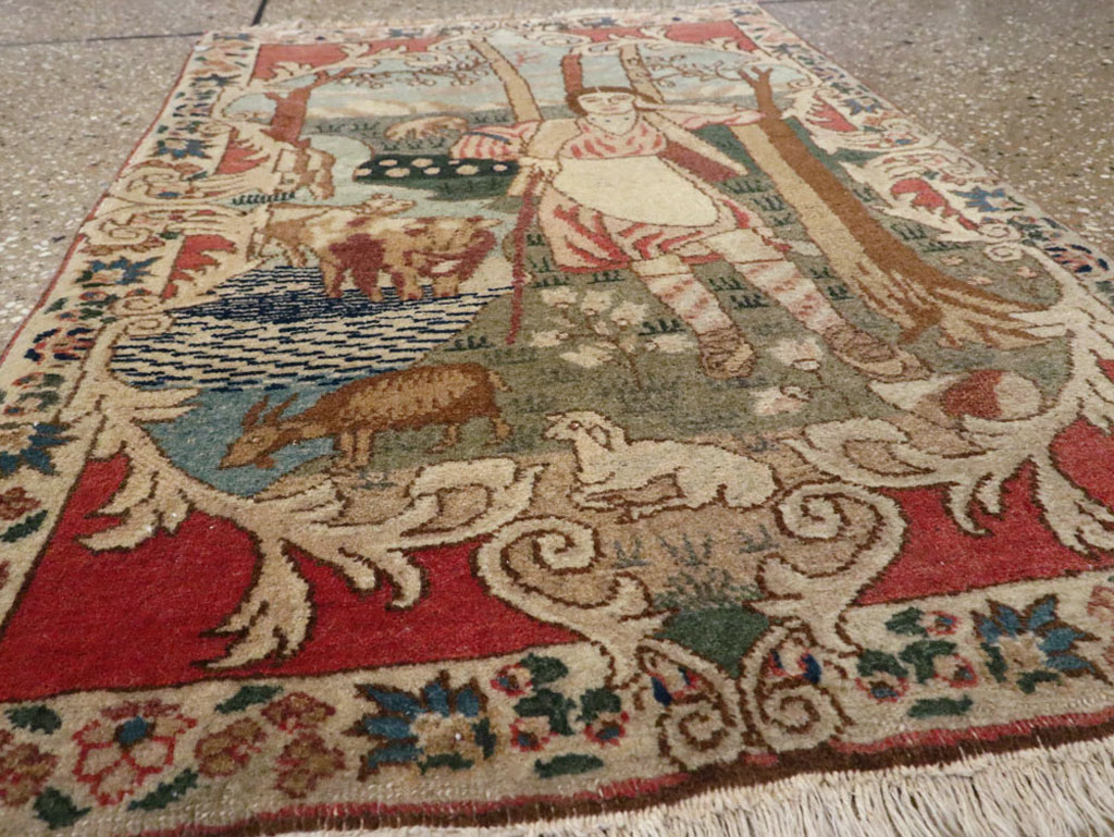 Antique Persian Tabriz Pictorial Rug, No.19078 - Gsblank