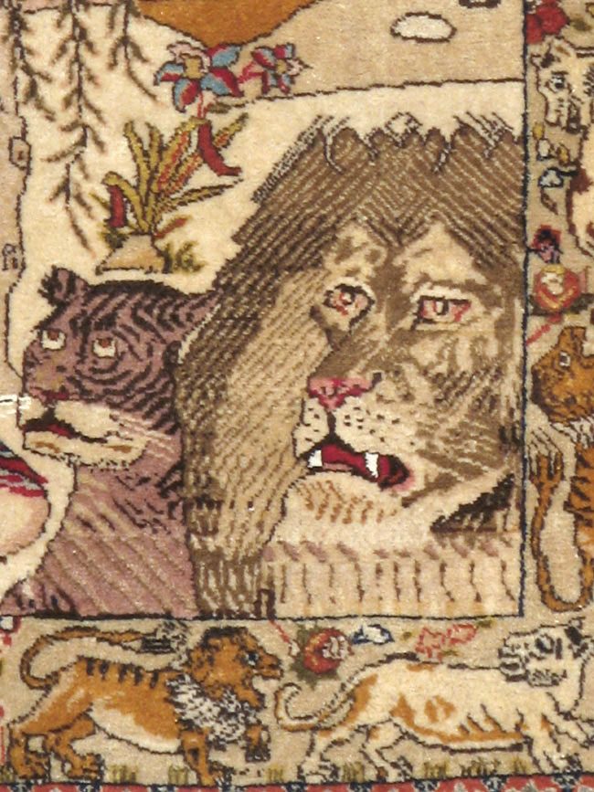 Vintage Persian Tabriz Pictorial Rug, No.19079 - Gsblank