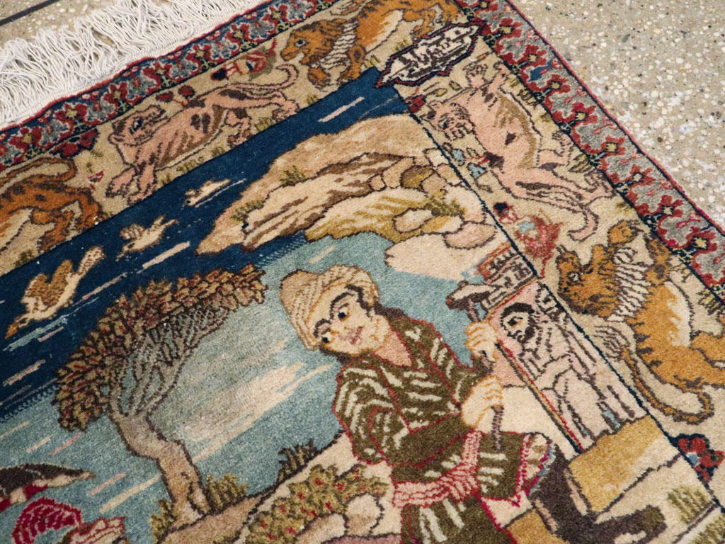 Vintage Persian Tabriz Pictorial Rug, No.19079 - Gsblank