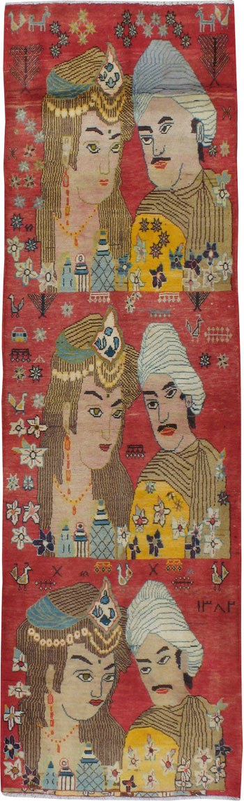 Vintage Persian Tabriz Pictorial Rug, No.19080 - Gsblank