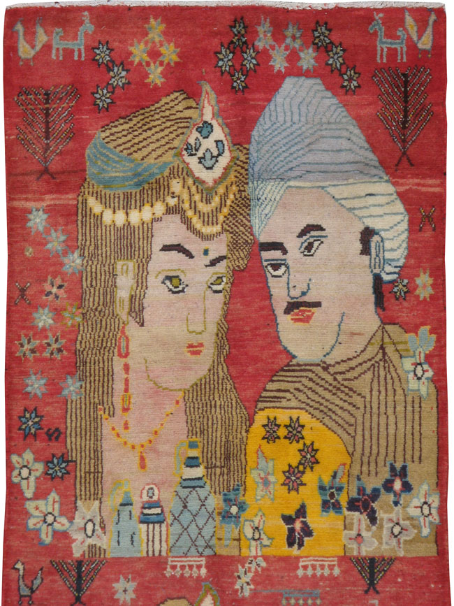 Vintage Persian Tabriz Pictorial Rug, No.19080 - Gsblank