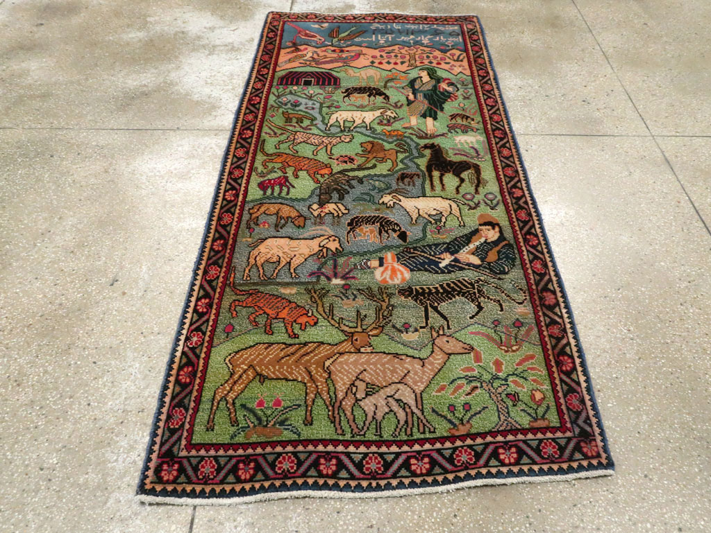 Vintage Persian Gabbeh Pictorial Rug, No.19109 - Gsblank