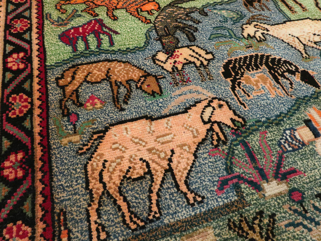 Vintage Persian Gabbeh Pictorial Rug, No.19109 - Gsblank