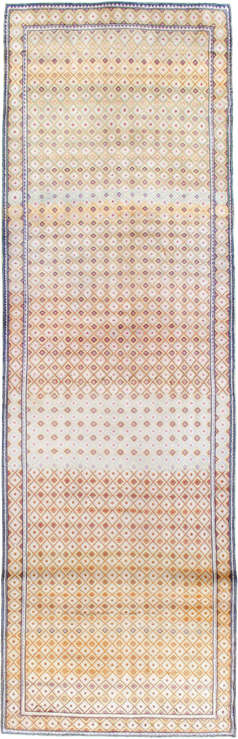 Vintage Persian Kashan Deco Wide Gallery Runner, No.19196 - Gsblank