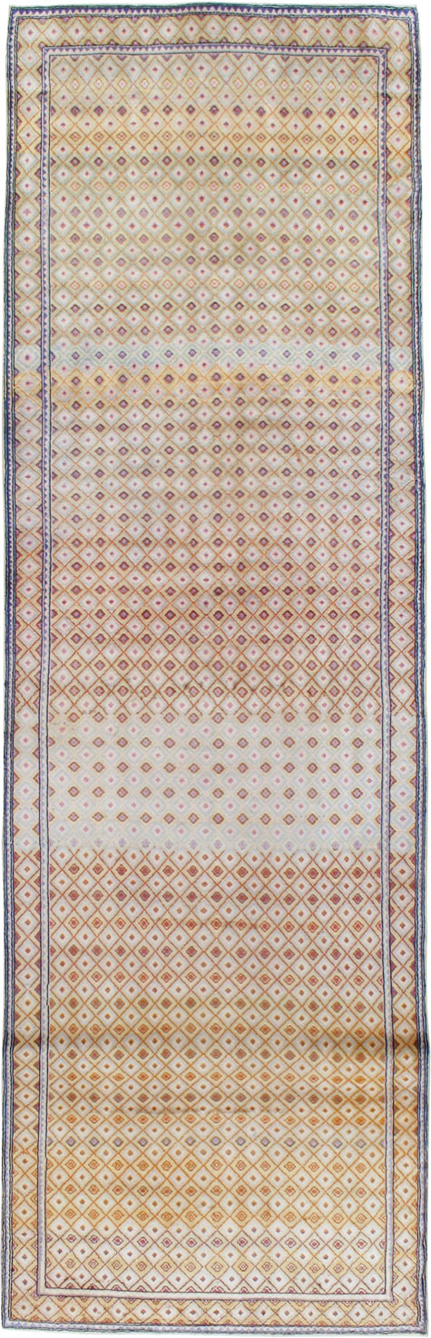 Vintage Persian Kashan Deco Wide Gallery Runner, No.19196 - Gsblank