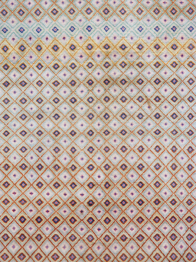 Vintage Persian Kashan Deco Wide Gallery Runner, No.19196 - Gsblank