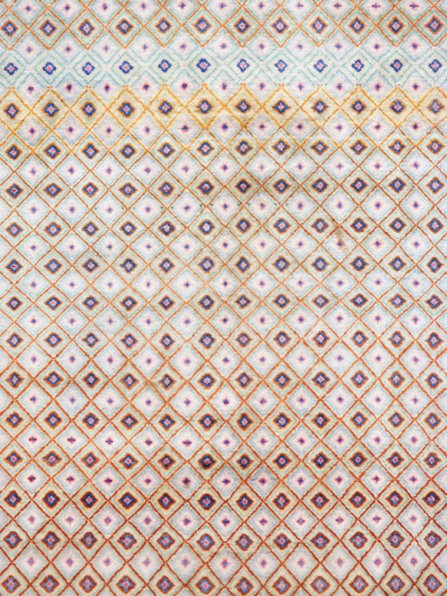 Vintage Persian Kashan Deco Wide Gallery Runner, No.19196 - Gsblank