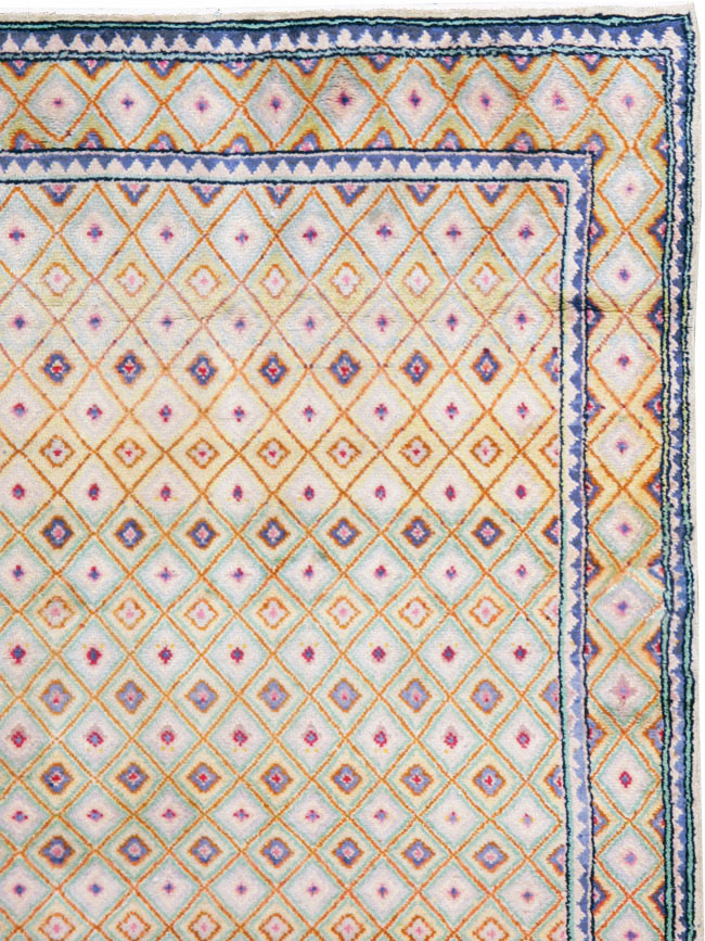 Vintage Persian Kashan Deco Wide Gallery Runner, No.19196 - Gsblank