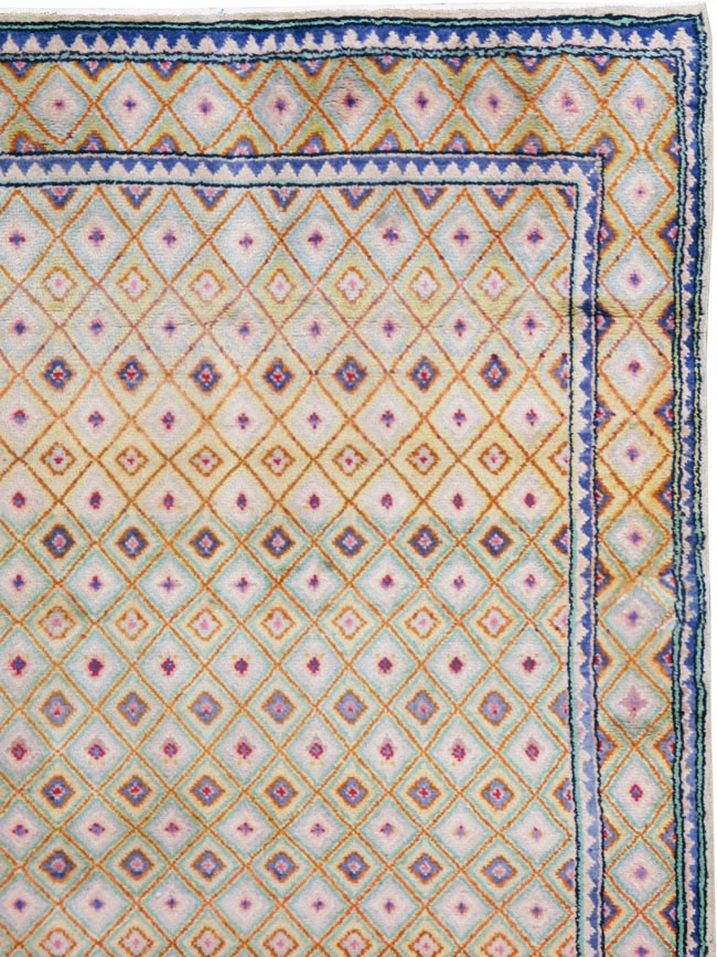 Vintage Persian Kashan Deco Wide Gallery Runner, No.19196 - Gsblank