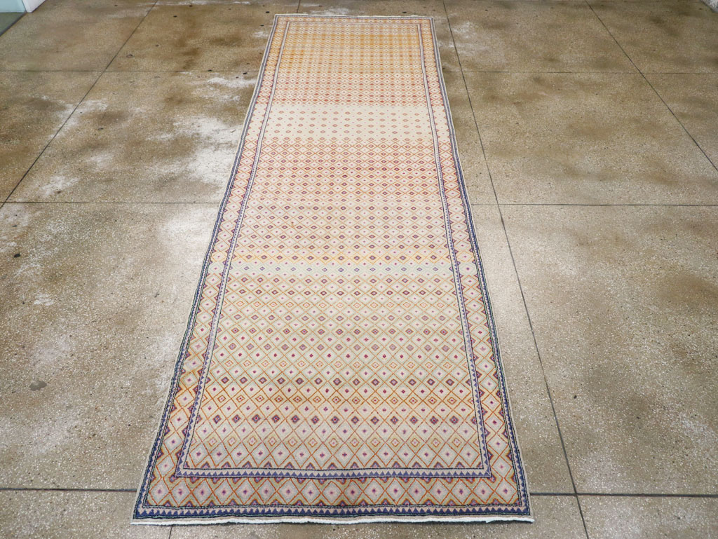 Vintage Persian Kashan Deco Wide Gallery Runner, No.19196 - Gsblank
