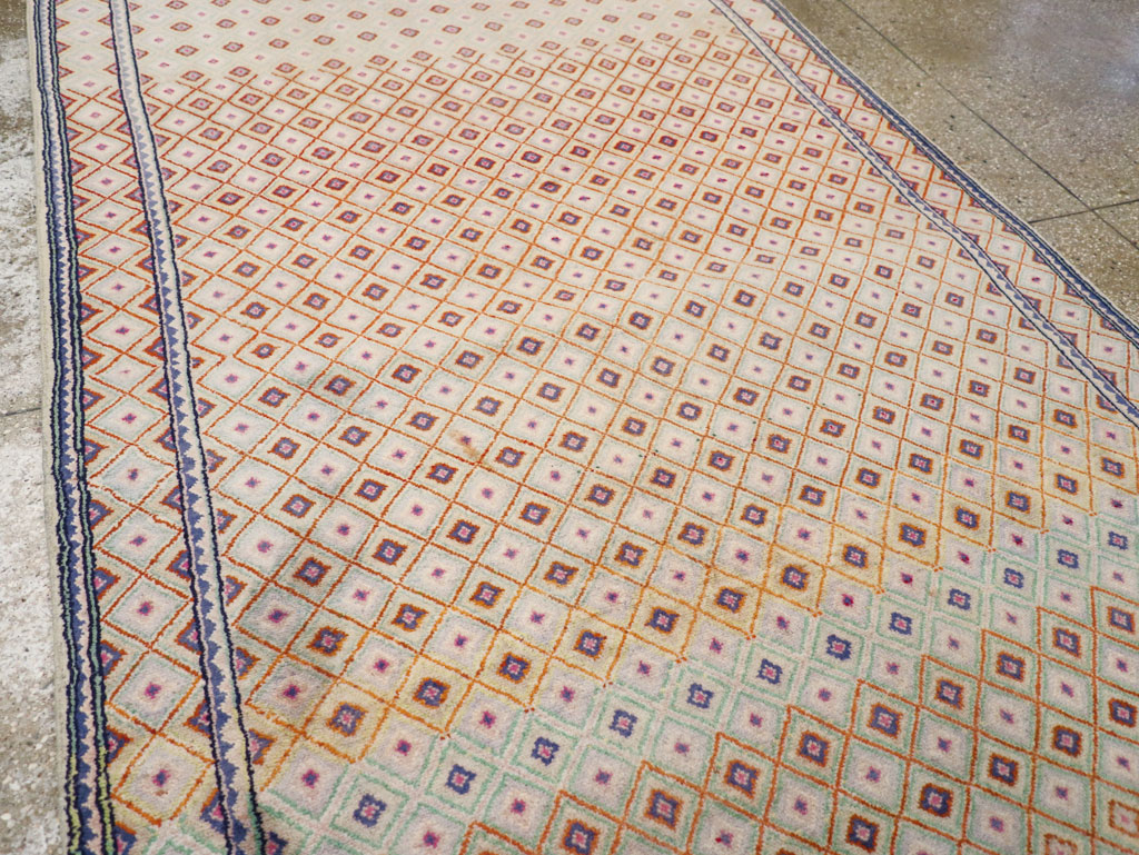 Vintage Persian Kashan Deco Wide Gallery Runner, No.19196 - Gsblank