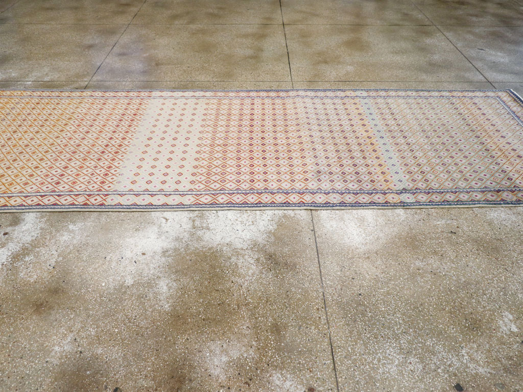 Vintage Persian Kashan Deco Wide Gallery Runner, No.19196 - Gsblank