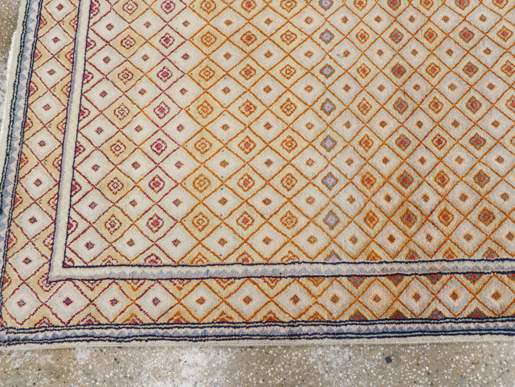 Vintage Persian Kashan Deco Wide Gallery Runner, No.19196 - Gsblank