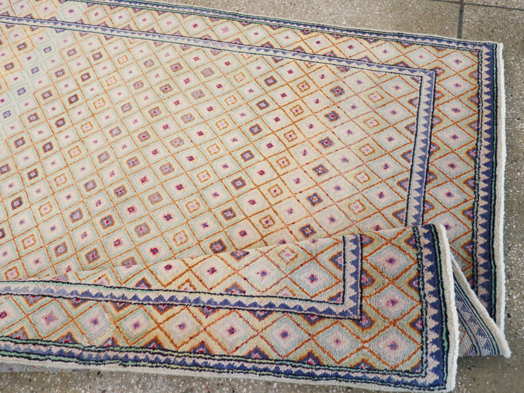 Vintage Persian Kashan Deco Wide Gallery Runner, No.19196 - Gsblank