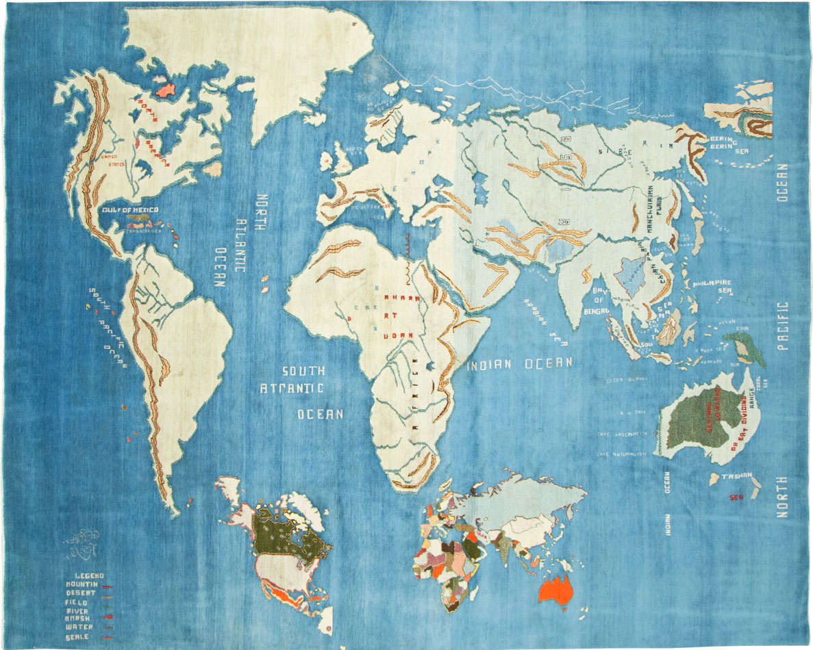 Vintage Persian Mashad Map Carpet, No.19249 - Gsblank