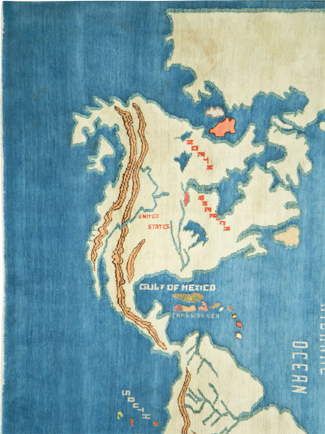 Vintage Persian Mashad Map Carpet, No.19249 - Gsblank